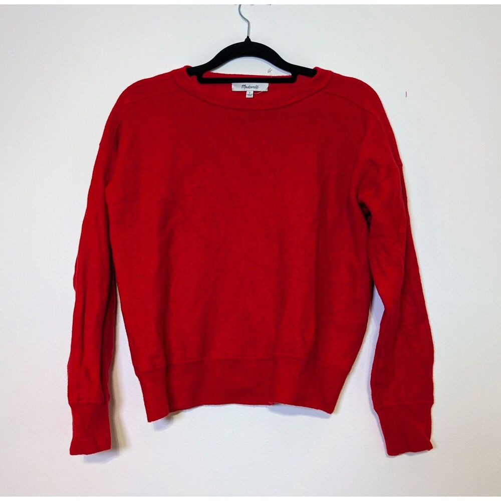 Madewell Merino Wool Pullover Sweater Crimson Red S Cozy Minimalist Capsule - Picture 2 of 6